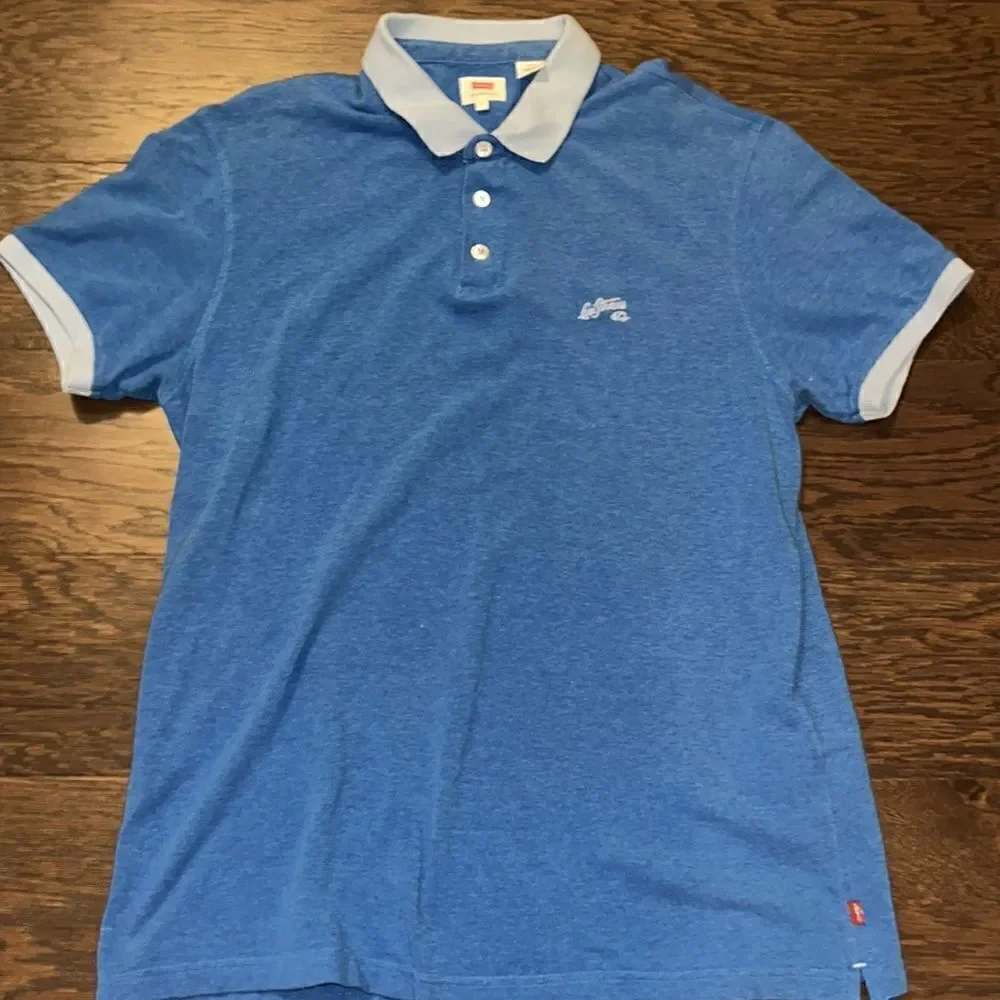 Rare Retro Blue Vintage Brasil Levis Golf Polo Tennis Shirt L vintage old school